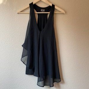Converse One Star Black Asymmetrical Tank Blouse M